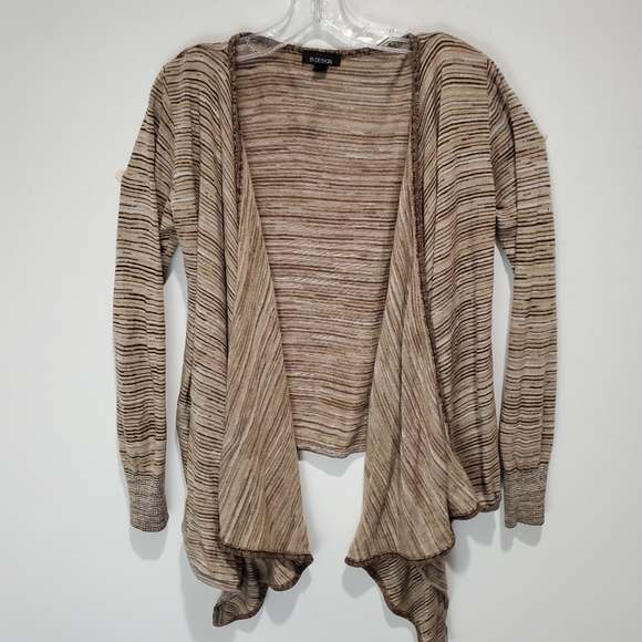 B Design Long Sleeve Open Front Drape Cardigan Sweater Striped Size L EUC - Picture 4 of 8